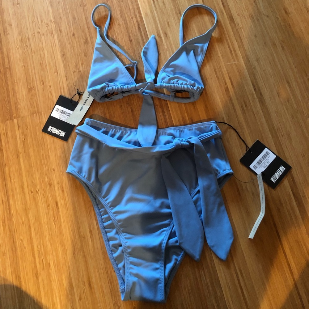 Reformation Blue Bikini Set